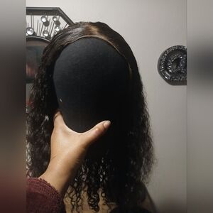 Curly Black Human Hair Lace Front  Wig.